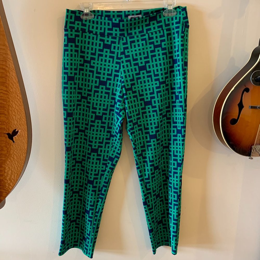 Mud Pie Medium Green and Blue Leggings